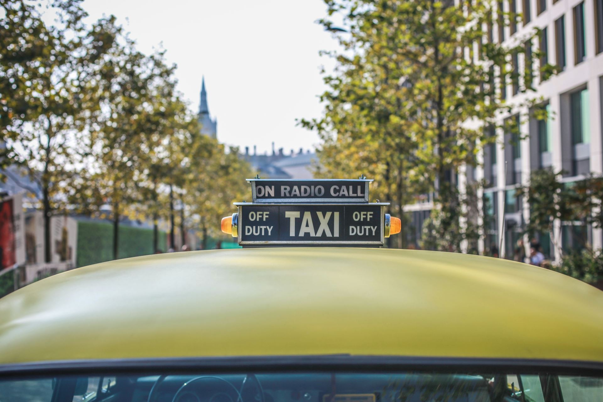 roof of a taxi in a city